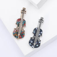 Vintage strass violín broche mujer broche versátil cardigan chal hebillas moda temperamento ropa accesorios - details 0
