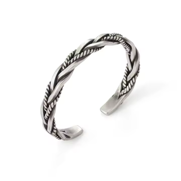 Pulsera de aleación para hombre, diseño tejido vintage, estilo urbano ajustable, regalo para hombre 2025 - 1
