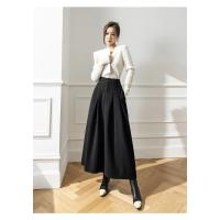 Faldas elegantes de lana sintética para mujer, falda informal holgada de cintura alta con bolsillos para oficina, Otoño e Invierno - details 7