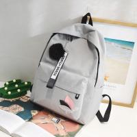 Mochila de gran capacidad con hojas impresas, mochila de lona de Color sólido con hojas impresas, mochila portátil con cremallera de estilo universitario - details 11