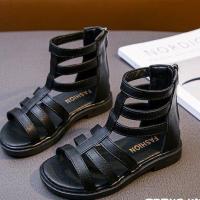 Sandalias Gladiador Niña, Zapatos Princesa con Banda Estrecha, Botas Romanas, Color Blanco y Negro, Verano 2022 - details 2