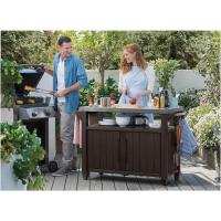 Mueble Barbacoa Grande para terraza o jardín Exterior con Ruedas, Capacidad 207 litros, Color Marrón - details 5