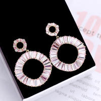 Pendientes de bucle rosa mujer moda circonitas personalidad loop versátil simple S925 plata aguja adornos - details 0
