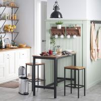 Conjunto de Comedor de Estilo Rústico Marrón Taburetes de Barra, Mesa de Desayuno, Sillas - details 6