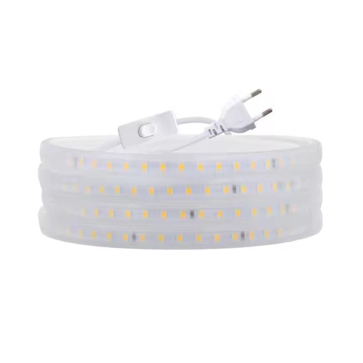 Tira de luces LED con interruptor, 220V, enchufe europeo, 2835, 120LED/m, cinta LED impermeable, 3000K, 4000K, 6000K, lámpara para exteriores - 1