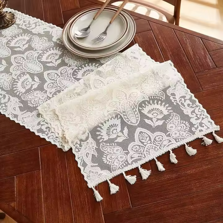 Ence Retro American Table Road, Bandera con Borlas Huecas, Muebles de TV, Mesa de Boda Central, Cobertura de Tela Decorativa - 1
