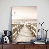 Póster de Paisaje Beige Marco JUBEER Pintura Nórdica de Otoño en Lienzo para Decoración de Interiores Tema Arte Mural para Sala de Estar Sin Marco - details 2