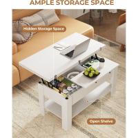Mesa de Almacenamiento Oculto Regulable en Altura 3 en 1 Multifunción Diseño Blanco - details 1