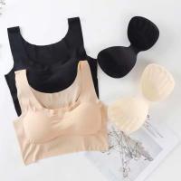 Sujetador acolchado de seda de hielo suave sin aros, chaleco ultrafino, Tops, sujetador sin costuras, ropa interior refrescante por aire, sujetador de realce para mujer, regalo - details 4
