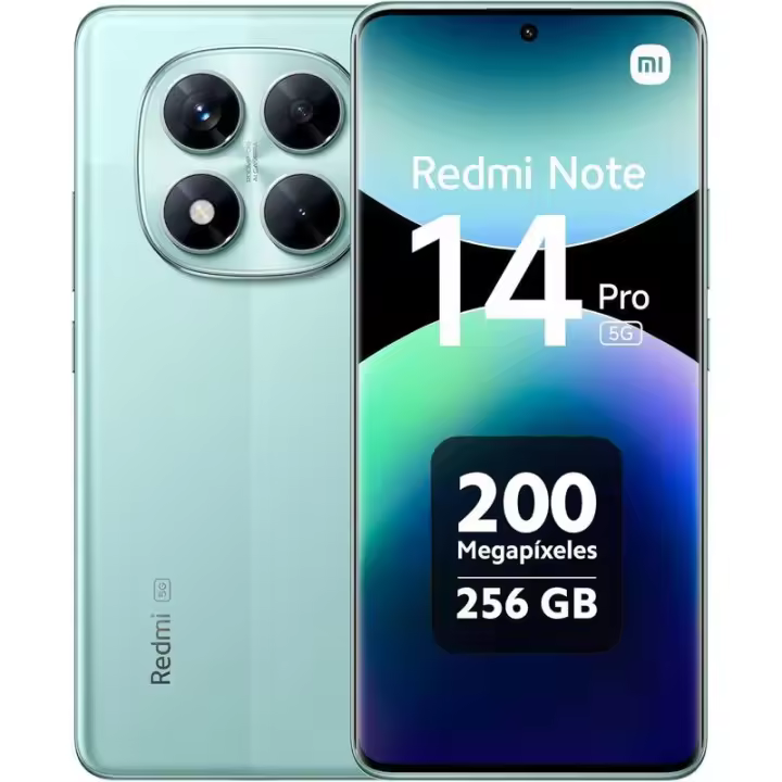 Xiaomi Redmi Note 14 5G 4G LTE (para Tmobile Mint Tello y Global) (256GB + 8GB) NFC 6.67" 120Hz Cámara Pro AI de 200MP Modelo - 1