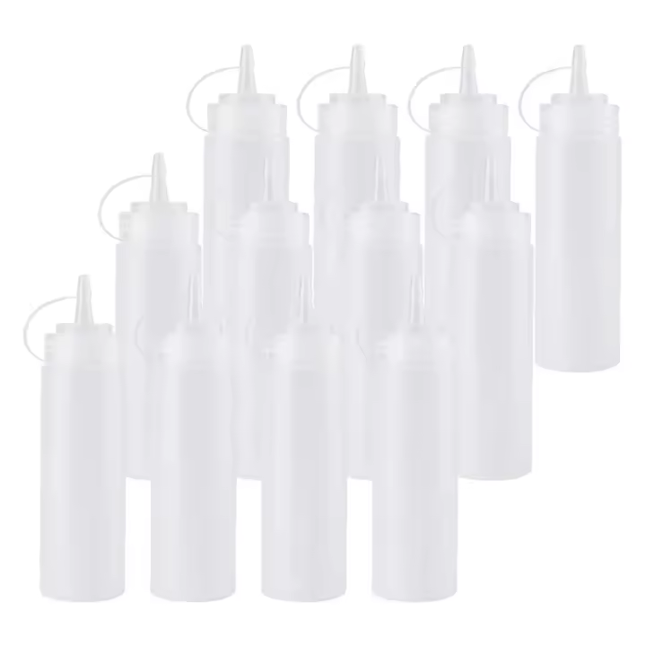 Botellas de condimento con tapa giratoria para salsa, Ketchup, barbacoa, aderezo, pintura, 8 Oz, paquete de 12 - 1