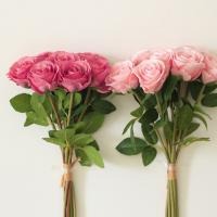 8 cabezas de ramas de flores de rosas artificiales, tacto Real, flor de Rosa de simulación hecha a mano, flores falsas realistas, decoración para sala de estar - details 3