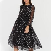 Vestido midi bohemio de gasa con estampado floral, cintura elástica, cuello redondo, informal, para fiesta de verano - details 4