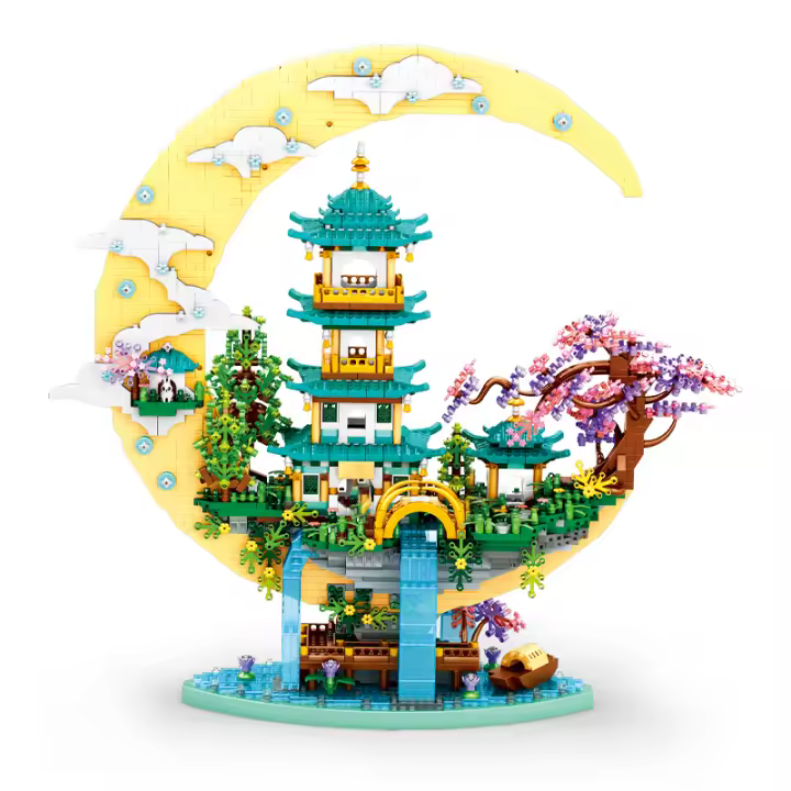 Bloques de construcción creativos Luna Leyenda Cascada Estanque Castillo Casa en el árbol Conjunto de vista Ciudad Modelo Ladrillos Juguetes para Regalos del Día del Niño - 1