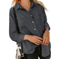 Camisas de manga larga para mujer, camisas informales con cuello vuelto, otoño - details 3