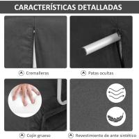Sofá Cama Plegable Tapizado de Ante Sintético Respaldar Ajustable 5 Niveles 2 Almohadas Acolchadas - details 5