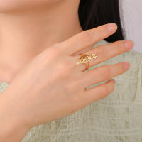 Anillo de Acero Inoxidable Dorado con Mapa de Palestina Ajustable para Hombres y Mujeres - details 4