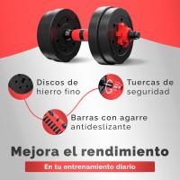 Juego de Mancuernas Ajustables 2 en 1 Pesas de 10kg a 40kg Barra Recta Ajustable y Antideslizante - details 2