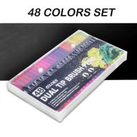 Set de Marcares de Acuarela de 12/24/36/48 Colores Pluma de Pincel Doble Punta y Pluma de Dibujo de Línea Fina Suministros de Arte Escolar - details 10
