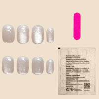 Uñas artificiales redondas y brillantes para mujer, decoración de uñas de manicura, Ojo de gato, 10 piezas - details 1