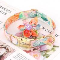 Collar nailon personalizado, collares perro impresos con placa de identificación grabada sin flores para perros pequeños, - details 9