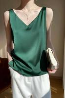 Top de Halter V para Mujer Camisola de Verano de Seda de Satén Blanco Vestido Delgado de Moda - details 35