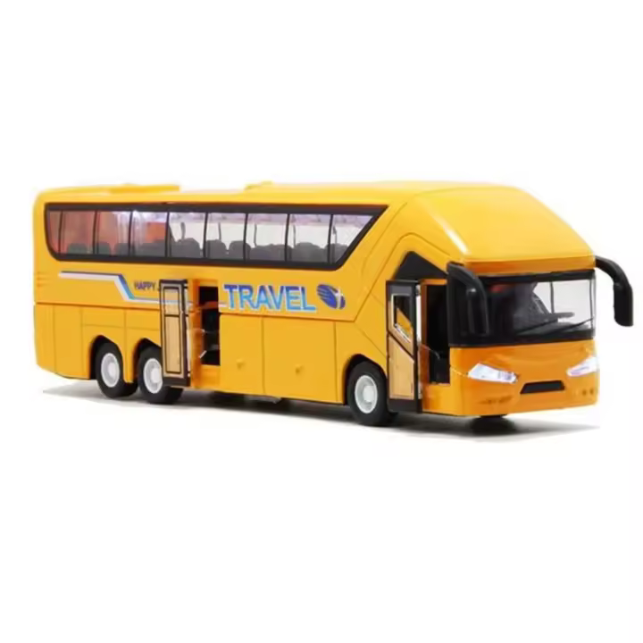 Modelo de autobús de coche para niños que parpadea con música, vehículos de juguete, conjunto de vehículos de doble piso, autobús de larga distancia, autobús de juguete, modelo de coche de juguete - 1