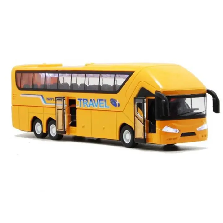 Modelo de autobús de coche para niños que parpadea con música, vehículos de juguete, conjunto de vehículos de doble piso, autobús de larga distancia, autobús de juguete, modelo de coche de juguete - 1