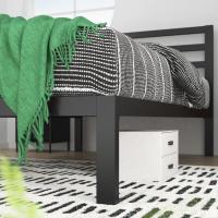 Cama 90x190 cm - Altura 36 cm con almacenaje debajo de la cama - Estructura de cama de plataforma de metal con cabecero - Negro - details 4