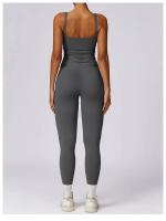Conjunto de Yoga de 2 Piezas para Mujer Pantalones de Alta Cintura con Talle en la Articulación y Sujetador Cortado para Gimnasio Ropa de Entrenamiento de Primavera/Verano Material Exterior de Nylon - details 17