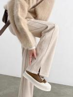 Pantalones de Terciopelo de Heringbone de Tamaño Grande Pantalones Anchos para Mujer en Otoño-Invierno 2025 Pantalones de Moda de Lana Rectos y Estrechos - details 0