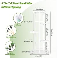 Estante de Almacenamiento para Plantas Metal Negro, Herramientas de Jardín y Guantes, 141 cm, Para Interior y Exterior, Escaleras para Plantas, para Balcón - details 32
