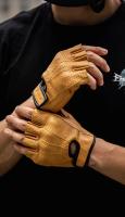 Guantes de cuero de medio dedo para hombre, equipo de protección, transpirables, para Motocross y motociclista - details 1
