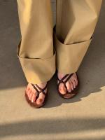 Chanclas planas, zapatos para mujer, ropa de verano, nuevo diseño de nicho casual, playa, vacaciones, sandalias con punta abierta. - details 31