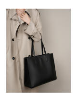 Nueva Bolsa Tote de Nicho para Mujeres de Cuero Genuino de Gran Capacidad, Maletín para Laptop, Bolsa de Viaje de Cuero de Vaca Negro - details 11