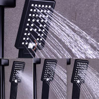 Traje de ducha de baño negro, sistema de ducha de bañera colgante de pared, traje de ducha presurizada de agua de lluvia, juego - details 10