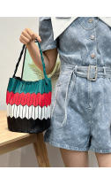 Nuevo bolso de cesta de verduras con diamantes geométricos, bolso de cubo de color de contraste de moda, bolso versátil para mujer. - details 21