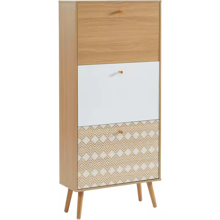 Mueble zapatero, roble y blanco, 60 x 23,5 x 131 cm - 1