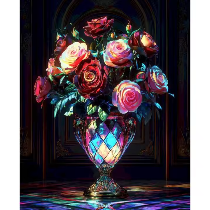 RUOPOTY-pintura por números Landsape para adultos, jarrón brillante para el hogar, Kit de pintura, regalo Diy - 1