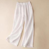 Pantalón de mujer de lino y algodón pantalón de pierna ancha ligero y suelto - details 5