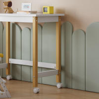 Mesa, escritorio, mesa de trabajo, con ruedas direccionales, pino+MDF, blanco+natural - details 2