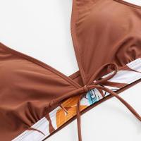 Bikini abierto con estampado de hojas retro en talla grande, conjunto de traje de baño de dos piezas con correas estables para mujer - details 67