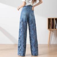 Pantalones de Pierna Ancha y Cintura Alta para Mujer Verano 2025 Moda Versátil con Encaje y Denim - details 3