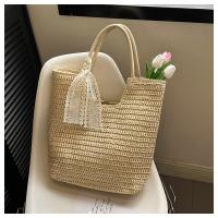 Bolso de hombro tejido hecho a mano Vintage para playa para mujer, bolsas de compras de rafia y ratán, bolsos bohemios para mujer, bolsos informales para viajes y vacaciones de verano - details 14