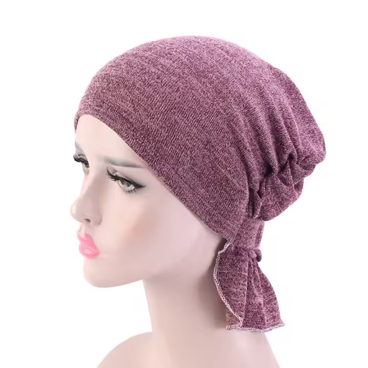 Bandana de Algodón Transpirable para Mujeres Turbante Pre-Atado Gorro de Cabeza para Pacientes de Cáncer Moda Femenina - 1