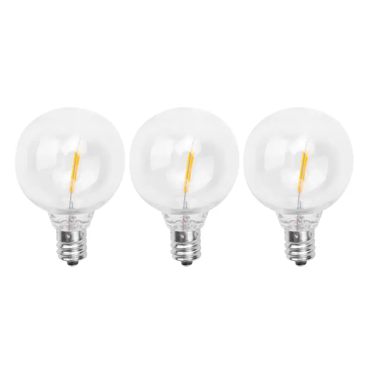 3 bombillas LED de repuesto G40, base de tornillo E12, bombillas LED inastillables para guirnaldas de luces solares, color blanco cálido - 1