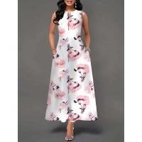 Women's Boho Long Dress Elegant Sleeveless Floral Print Casual Beach Party Summer Dress - details 46