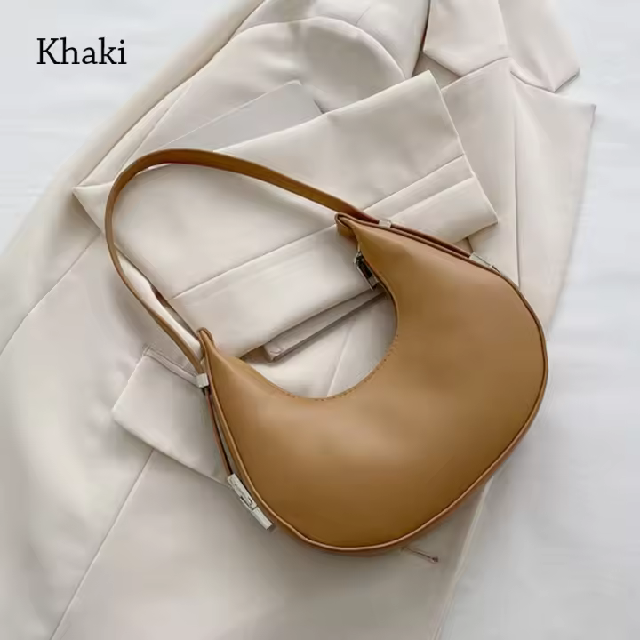 Bolsos de mano de color sólido de media luna a la moda, bolsos para las axilas, bolsos Hobos, bolsos de mano - 1