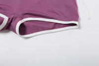 BUNO-Conjunto informal de 2 piezas para mujer, chándal, camisola con ribete blanco + pantalón corto de vendaje lateral, ropa de calle deportiva elástica a juego - details 16