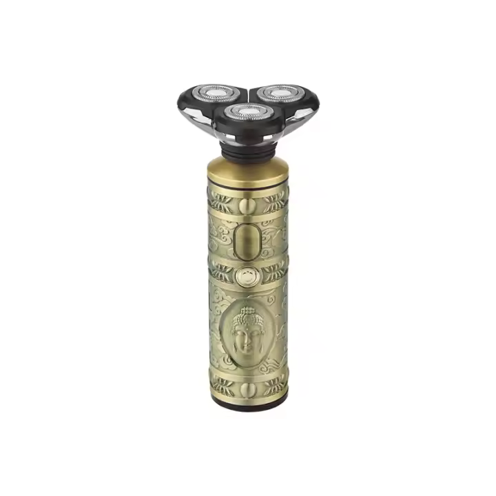 Kemei-afeitadora de Metal con Cabeza de Buda para hombre, máquina de afeitar Facial lavable, en seco y húmedo, 3 cabezales, recargable, 6710 - 1